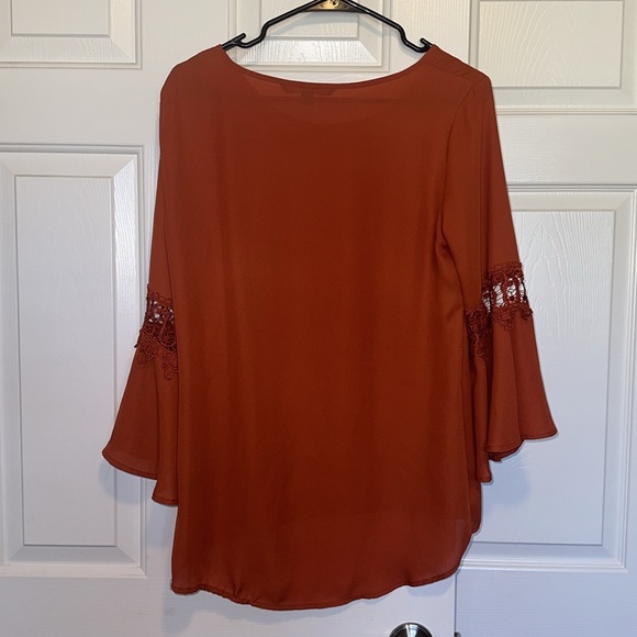 Zac & Rachel Orange Small Lightweight Orange Blouse Office Bell Sleeves - Picture 6 of 6
